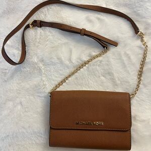 Michael Kors Brown Wallet On Chain Crossbody